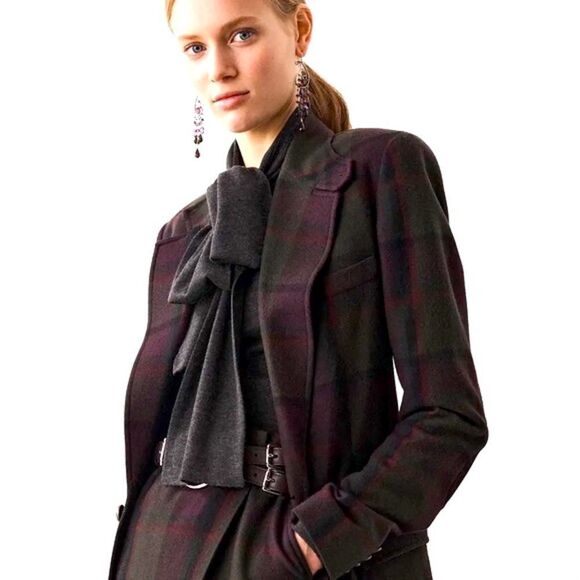 Ralph Lauren Fall ‘20 Collection Cashmere Blend Olive Multi Plaid Preston Jacket - Picture 5 of 16